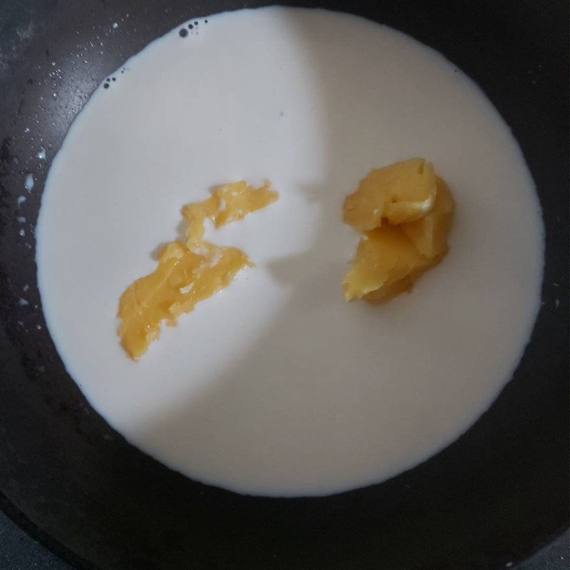 Bước 1 Nấu hỗn hợp bơ sữa Bánh mì nhân trứng sữa (Custard)