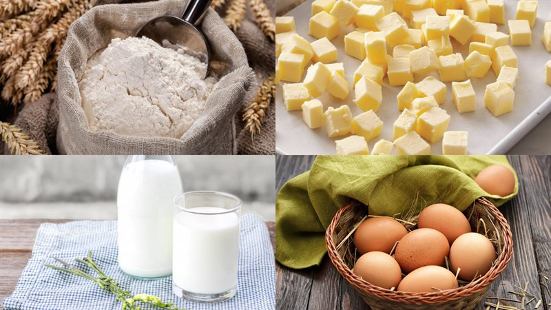 Nguyên liệu làm bánh mì nhân trứng sữa (Custard)