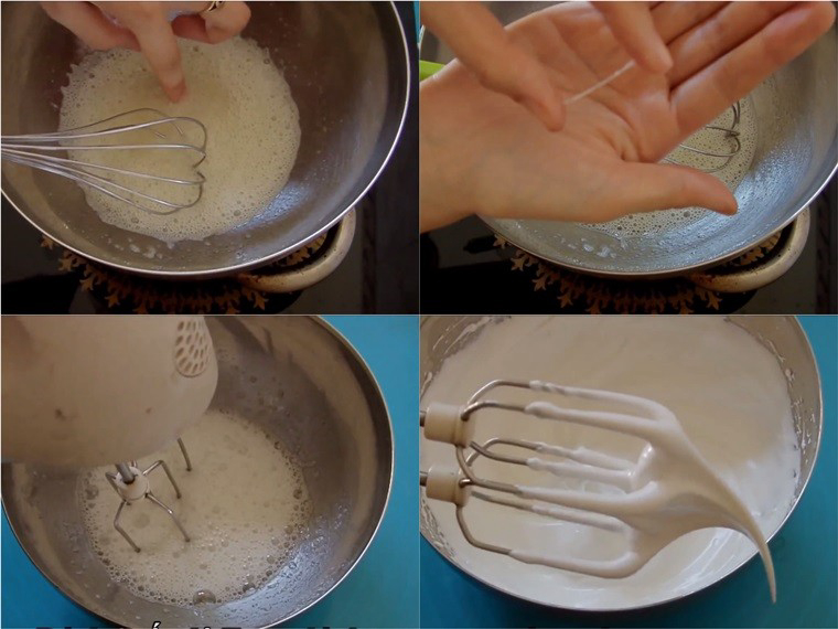 Bước 1 Đánh lòng trắng trứng Kem bơ cho bánh bông lan